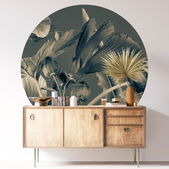 Round / Circle Wall Sticker - Botanical pattern