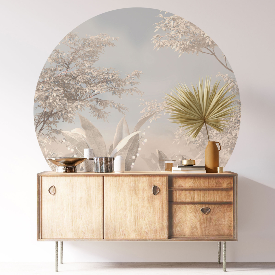 Round / Circle Wall Sticker - Botanical pattern