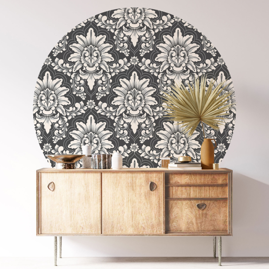 Round / Circle Wall Sticker - Damask pattern