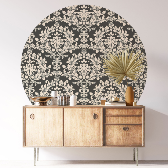 Round / Circle Wall Sticker - Damask pattern