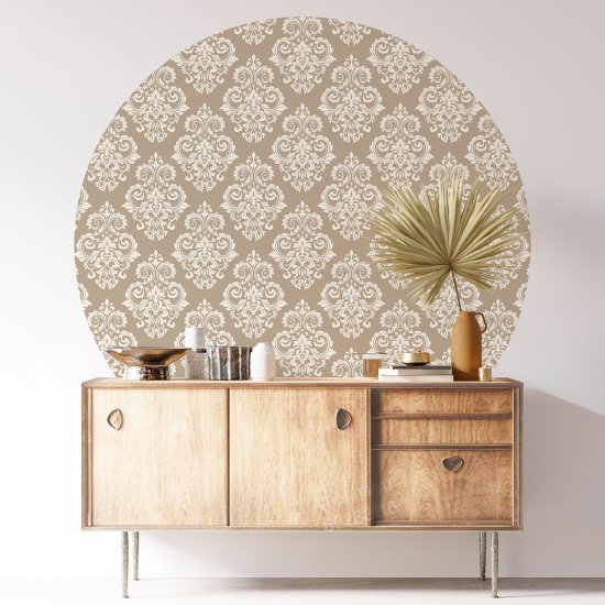 Round / Circle Wall Sticker - Damask pattern