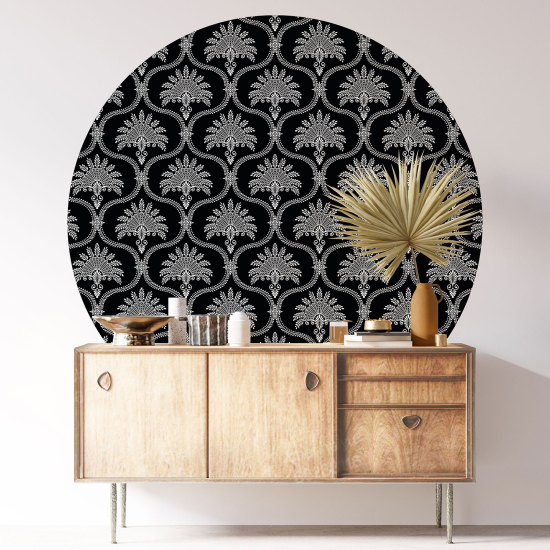 Round / Circle Wall Sticker - Damask pattern