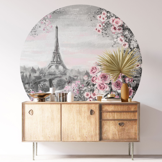 Round / Circle Wall Sticker - Eiffel Tower