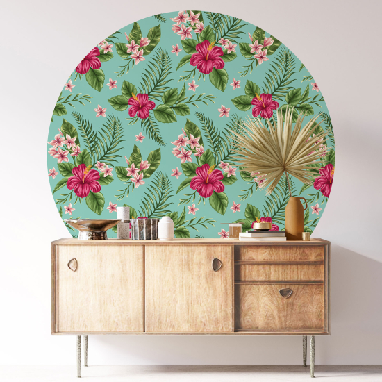 Round / Circle Wall Sticker - Floral pattern