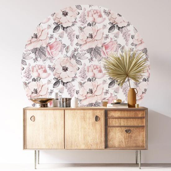 Round / Circle Wall Sticker - Floral pattern