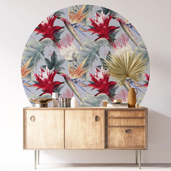 Round / Circle Wall Sticker - Floral pattern