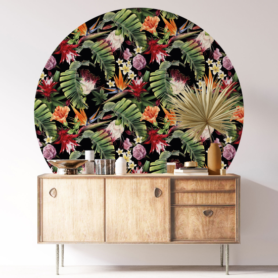 Round / Circle Wall Sticker - Floral pattern