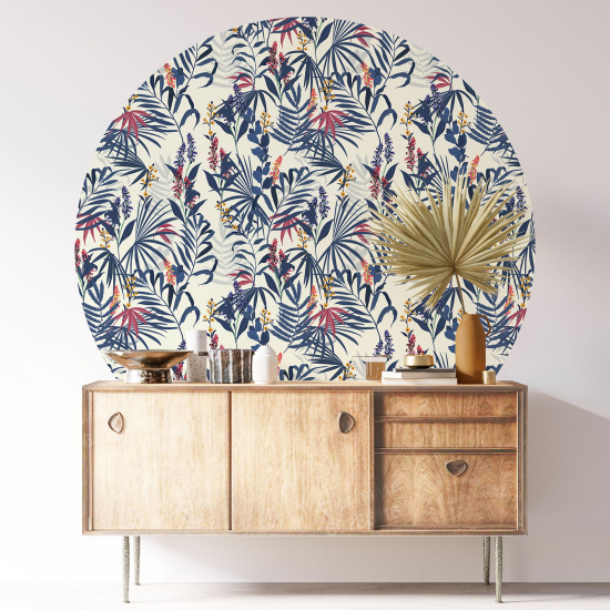 Round / Circle Wall Sticker - Floral pattern