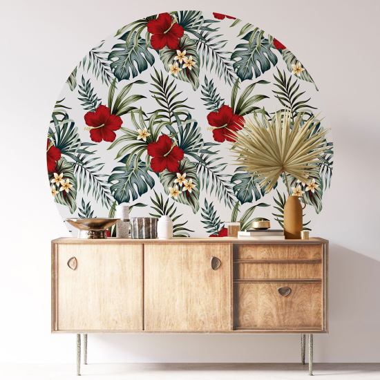 Round / Circle Wall Sticker - Floral pattern