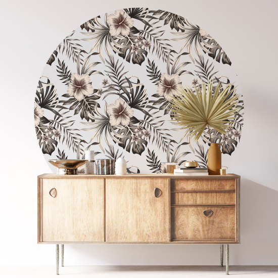 Round / Circle Wall Sticker - Floral pattern