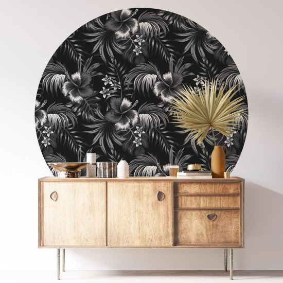 Round / Circle Wall Sticker - Floral pattern