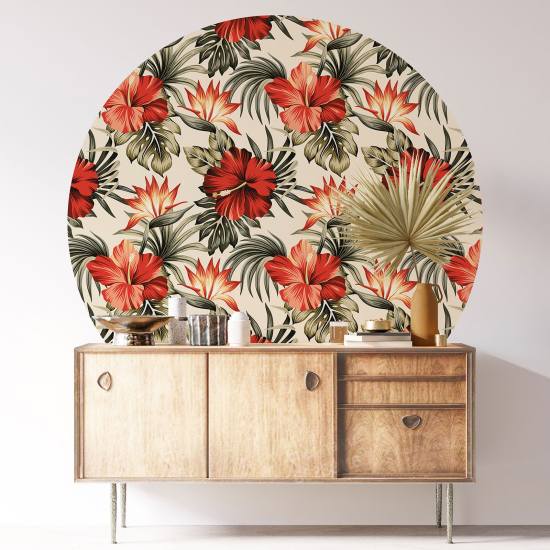 Round / Circle Wall Sticker - Floral pattern