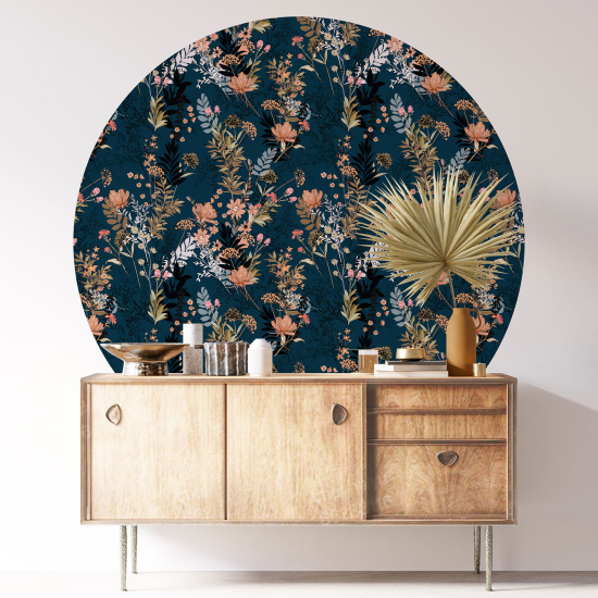 Round / Circle Wall Sticker - Floral pattern