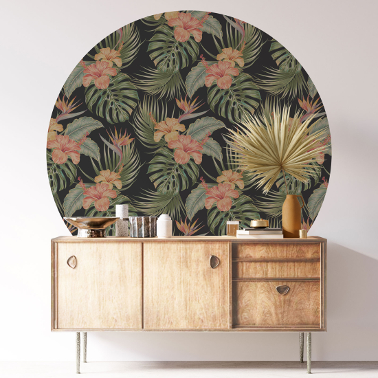 Round / Circle Wall Sticker - Floral pattern