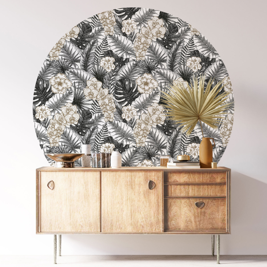 Round / Circle Wall Sticker - Floral pattern