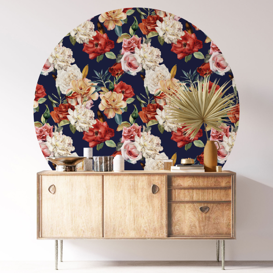 Round / Circle Wall Sticker - Floral pattern