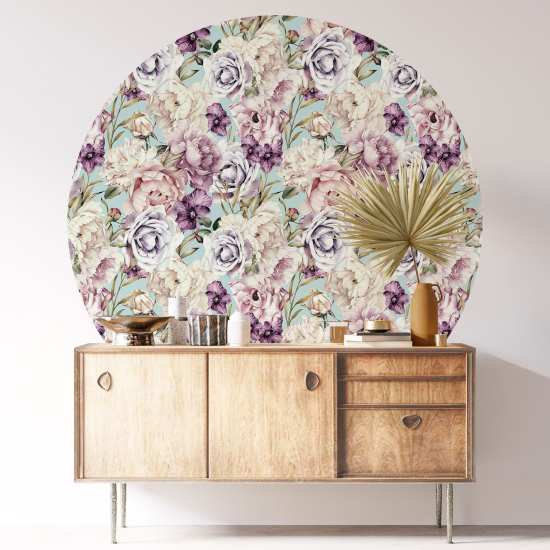 Round / Circle Wall Sticker - Floral pattern