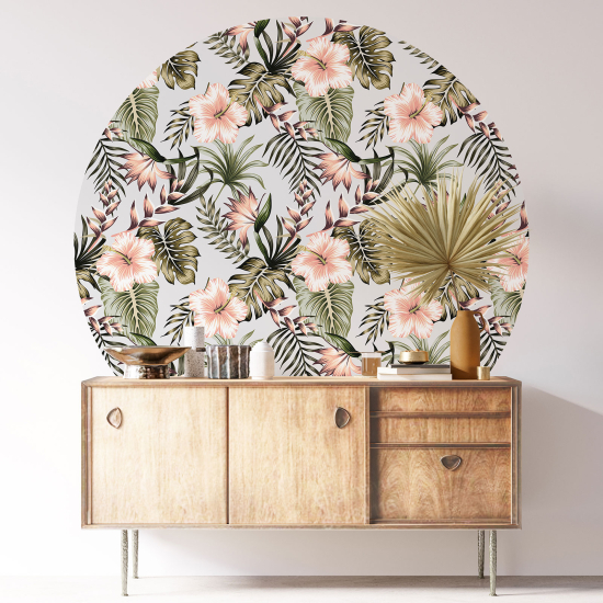 Round / Circle Wall Sticker - Floral pattern