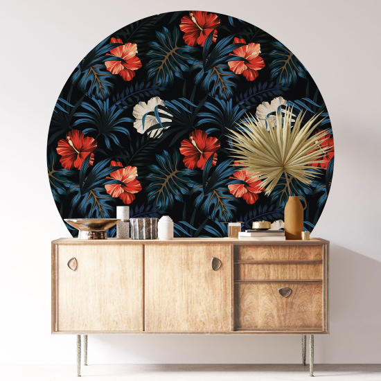 Round / Circle Wall Sticker - Floral pattern