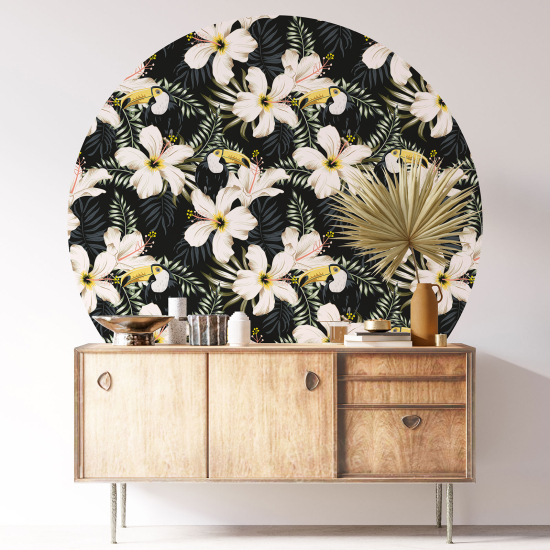 Round / Circle Wall Sticker - Floral pattern