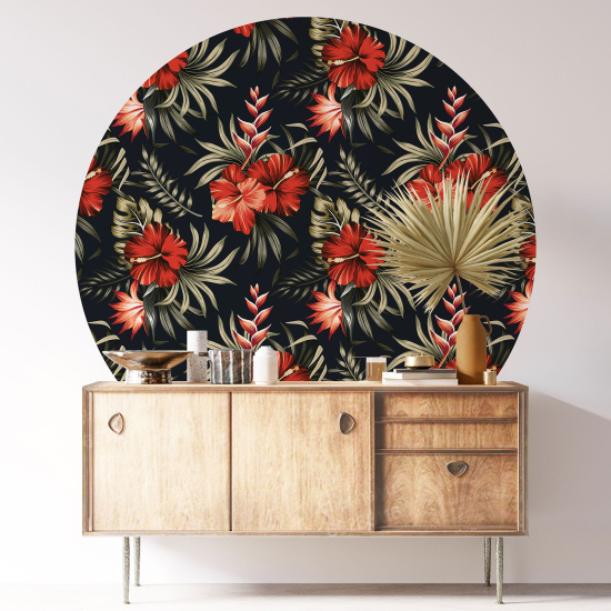 Round / Circle Wall Sticker - Floral pattern