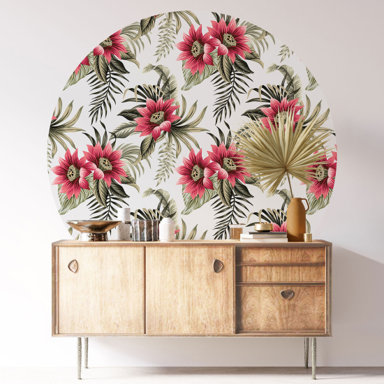 Round / Circle Wall Sticker - Floral pattern