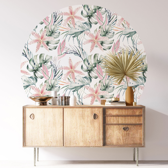 Round / Circle Wall Sticker - Floral pattern