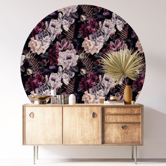 Round / Circle Wall Sticker - Floral pattern