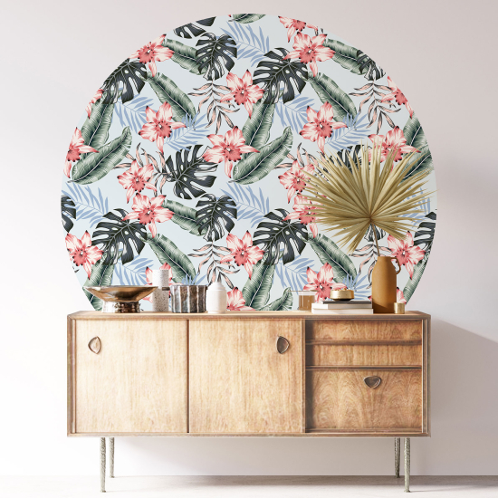 Round / Circle Wall Sticker - Floral pattern