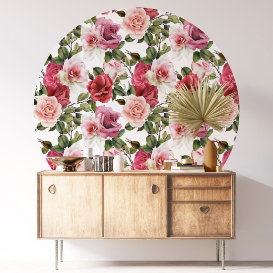 Round / Circle Wall Sticker - Floral pattern