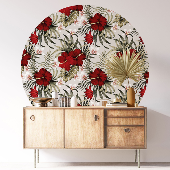 Round / Circle Wall Sticker - Floral pattern