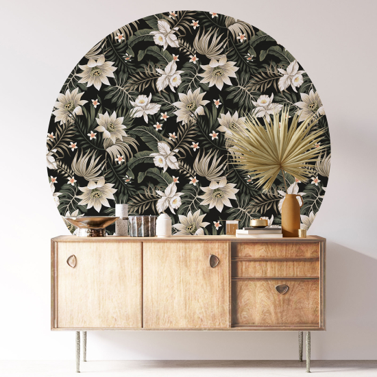 Round / Circle Wall Sticker - Floral pattern