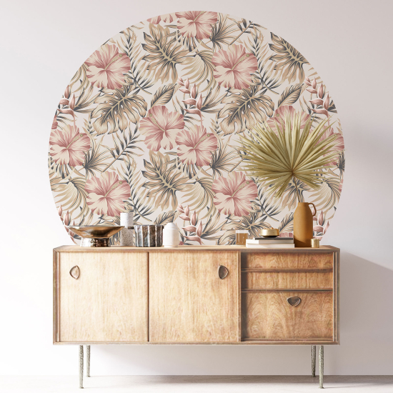 Round / Circle Wall Sticker - Floral pattern