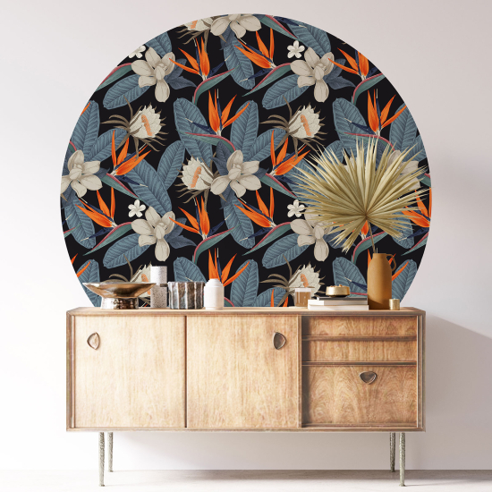 Round / Circle Wall Sticker - Floral pattern