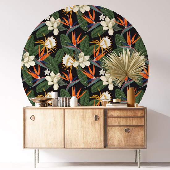 Round / Circle Wall Sticker - Floral pattern