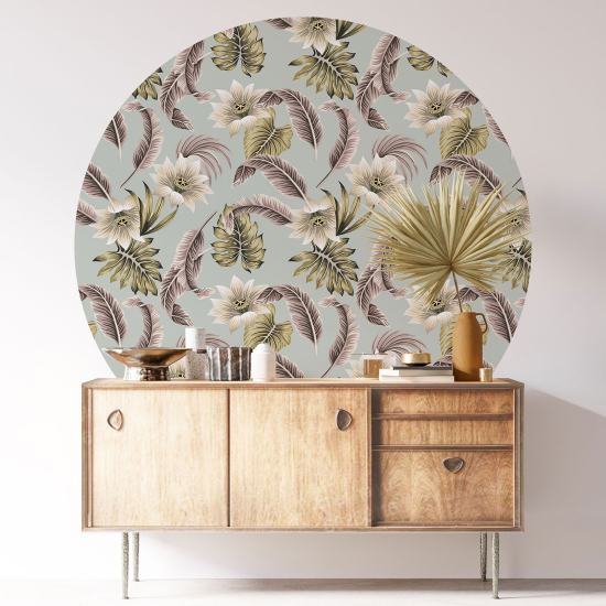 Round / Circle Wall Sticker - Floral pattern