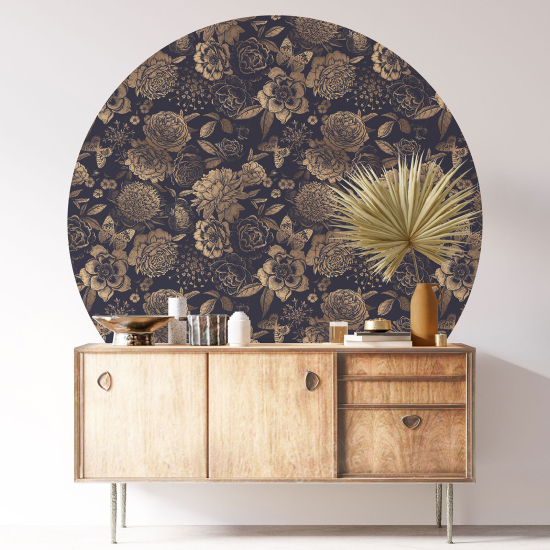 Round / Circle Wall Sticker - Floral pattern