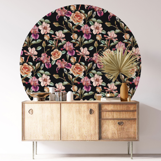 Round / Circle Wall Sticker - Floral pattern