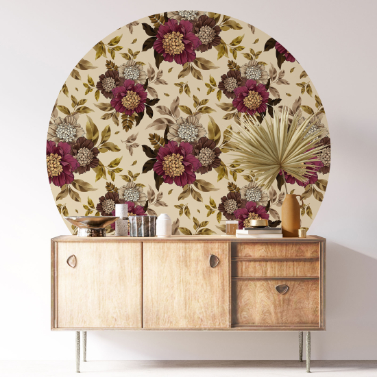 Round / Circle Wall Sticker - Floral pattern