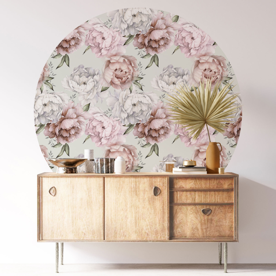 Round / Circle Wall Sticker - Floral pattern