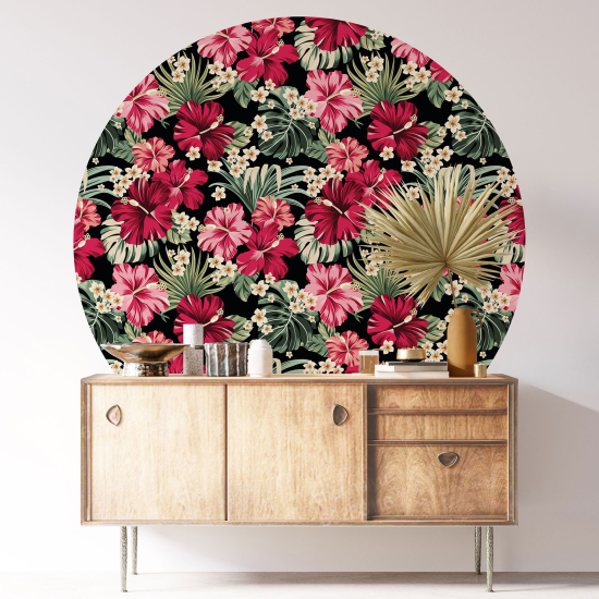 Round / Circle Wall Sticker - Floral pattern