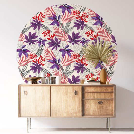 Round / Circle Wall Sticker - Floral pattern