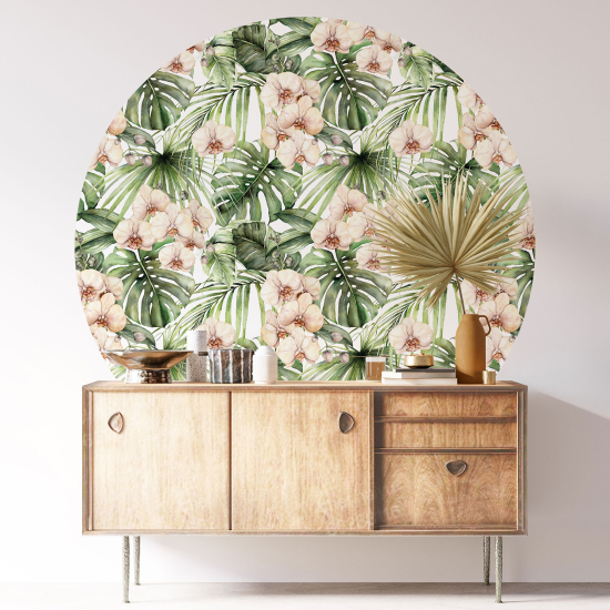 Round / Circle Wall Sticker - Floral pattern