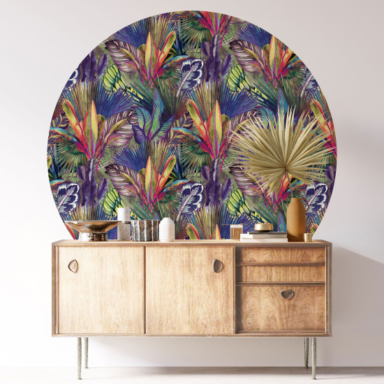 Round / Circle Wall Sticker - Floral pattern