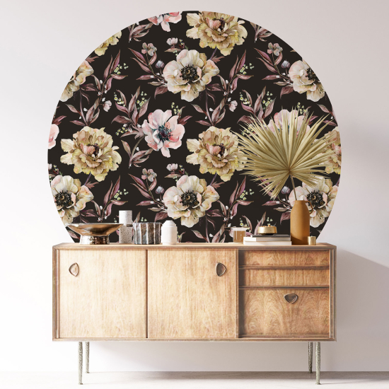 Round / Circle Wall Sticker - Floral pattern