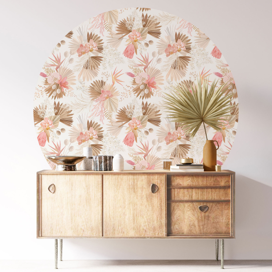 Round / Circle Wall Sticker - Floral pattern