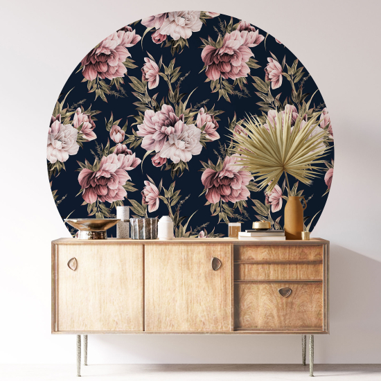 Round / Circle Wall Sticker - Floral pattern