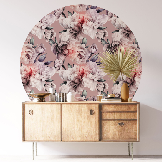 Round / Circle Wall Sticker - Floral pattern