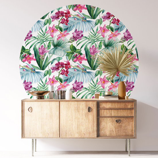 Round / Circle Wall Sticker - Floral pattern