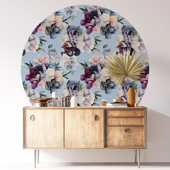 Round / Circle Wall Sticker - Floral pattern